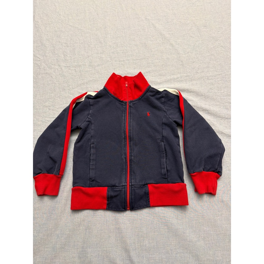 Ralph Lauren Kids Navy Red Stripe Zip Track Jacket 4T Sweatshirt